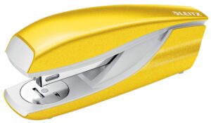leitz stapler, 30 sheet capacity, ergonomic metal body, includes staples, wow range, 55022016 - yellow