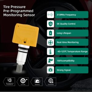 TPMS Sensor,315MHz Tire Pressure Monitor System 4-Pack for Nissan| Infiniti| Suzuki Replace# 407001AA0B 40700CD001 40700JK01A 0700JA01B