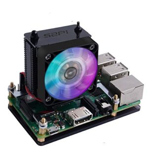 geeekpi ice tower cooler for raspberry pi, rgb cooling fan with aluminum heatsink for raspberry pi 4 model b & raspberry pi 3b+ & raspberry pi 3 model b (black)