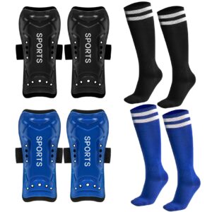 soccer shin guards, 2 pair youth soccer shin pads, breathable and lightweight child calf protective gear soccer equipment for 3-15 years old boys girls toddler kids teenagers