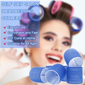 Hair Rollers, 12 Pack Self Grip Salon Hairdressing Curlers, DIY Curly Hairstyle,Colors May Vary, Large