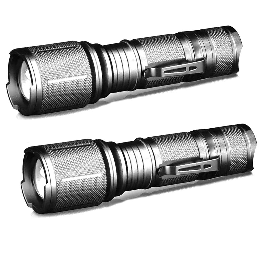 TotaLohan Tactical LED Flashlight 2000 Lumens 5 Modes Flashlights with Belt Clip for Hurricane Camping Hiking Emergency,2 Pack