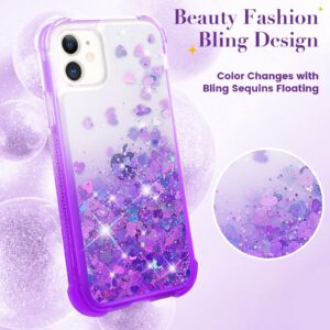 Ruky for iPhone 11 Full Body Case with Built-in Screen Protector Glitter Liquid Floating Shockproof Protective Girls Women Heavy Duty Phone Case for iPhone 11 6.1 inches 2019 (Gradient Purple)