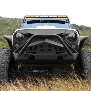 American Modified Hawke Easy Installation Front Grille Cover for 2007 to 2018 Jeep Wrangler, JK/JKU, Rubicon, and Sahara Sport, Matte Black