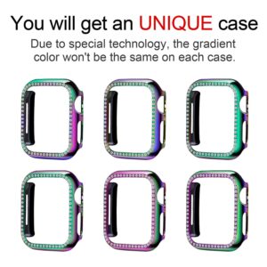 Yolovie Compatible for Apple Watch Case 38mm 40mm 42mm 44mm Bling Crystal Diamonds Rhinestone Bumper Cover for Women Girl, Hard PC Protective Frame for iWatch Series 6/5/4/3/2/1/SE/SE2-44mm Colorful