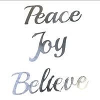 crafter’s square greenbrier metal holiday christmas wall hanging artwork decor plaques, 3 cursive words 9 in.: peace, joy, believe
