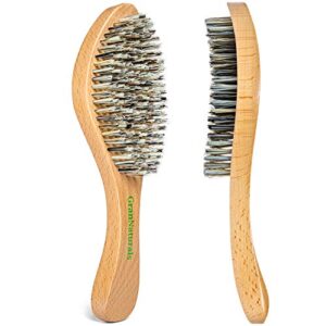 GranNaturals Extra Hard Wave Brush - Curved Boar & Extra Hard Nylon Bristle Hair Brush for 360 Waves