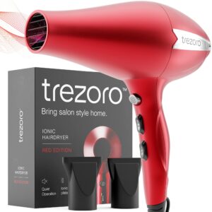 ionic salon hair dryer - 2200 watt professional blow dryer with diffuser & comb - lightweight travel hairdryer for normal & curly hair - includes volume diffuser & styling nozzle attachment