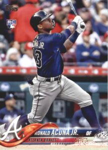 2018 topps update and highlights #us250 ronald acuna jr. rc rookie atlanta braves official mlb baseball trading card in raw (nm or better) condition