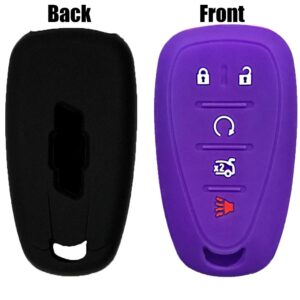 KUSTSOFT for Silicone Chevrolet Key fob Cover case 5 Buttons fit Chevy Malibu Camaro Blazer Cruze Sonic Malibu Limited Volt Equinox Spark Remote Key Vehicle Accessories 2Pcs(Black Purple)