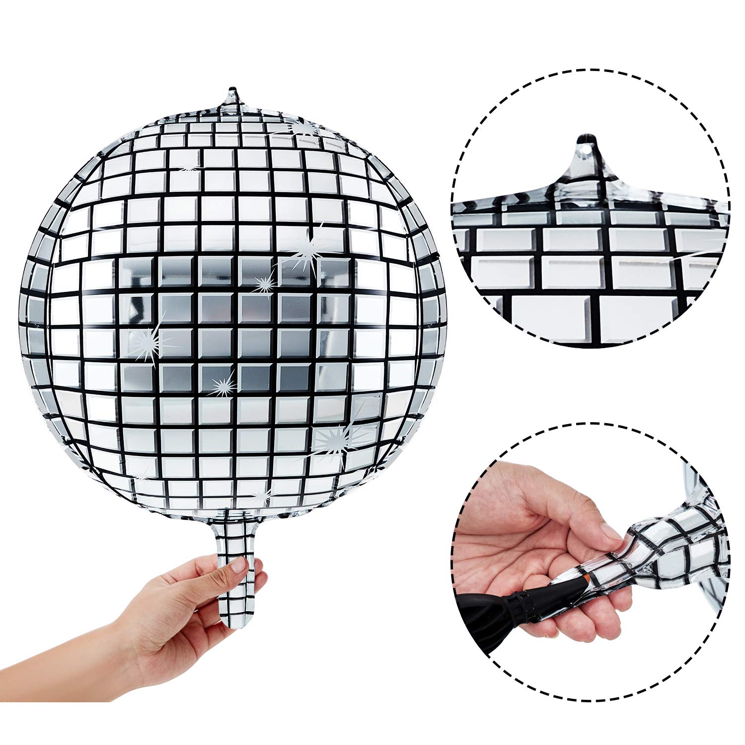 12 Pieces 22 Inch Large Silver Disco Ball Balloons Decorations Big 4D Sphere Disco Balloons for 70s 80s Disco Party Disco Ball Decor Bachelorette Bride Party Dancing Queen Party Decorations