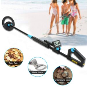 allsun Waterproof Handheld Kids Metal Detector Junior, 6 Inch Search Coil Adjustable 32''-40'' Small Beginner Gold Finder Hunter Treasure, Underwater Beach Yard Ground LCD Exploration Hiking