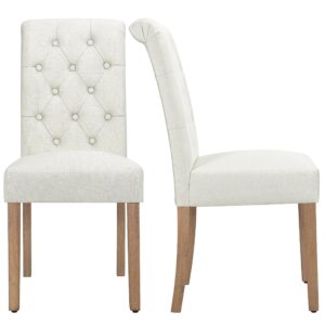 yaheetech dining chair dining room chair living room side chairs tufted parsons chairs for hotel, restaurants, wedding banquet, meeting, celebration beige, set of 2