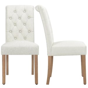 Yaheetech Dining Chair Dining Room Chair Living Room Side Chairs Tufted Parsons Chairs for Hotel, Restaurants, Wedding Banquet, Meeting, Celebration Beige, Set of 2