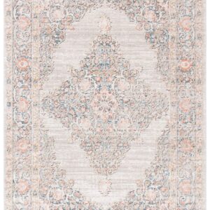 SAFAVIEH Shivan Collection 5'3" x 7'6" Grey / Rose SHV726F Shabby Chic Medallion Distressed Non-Shedding Living Room Bedroom Dining Home Office Area Rug