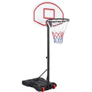 yaheetech portable basketball hoop stand backboard system height adjustable 5.2-7 ft basketball goal indoor outdoor with wheels red