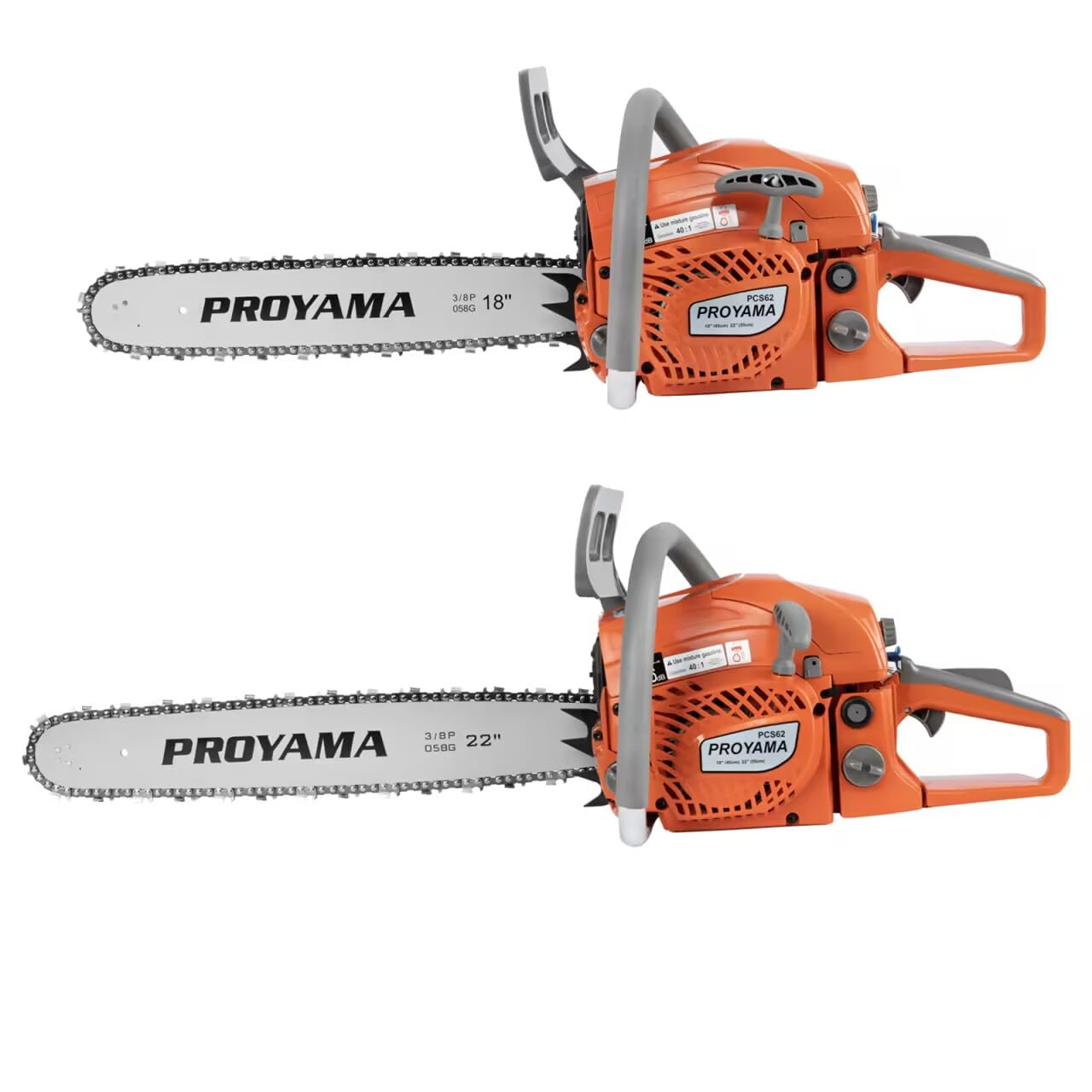 PROYAMA 62CC 2-Cycle Gas Powered Chainsaw, 22 Inch 18 Inch Handheld Cordless Petrol Chain Saw for Tree Wood Cutting