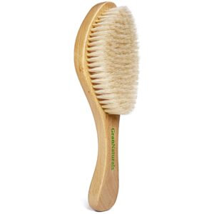 grannaturals soft wave brush - curved boar bristle smoothing hair brush for slick back hair and 360 waves