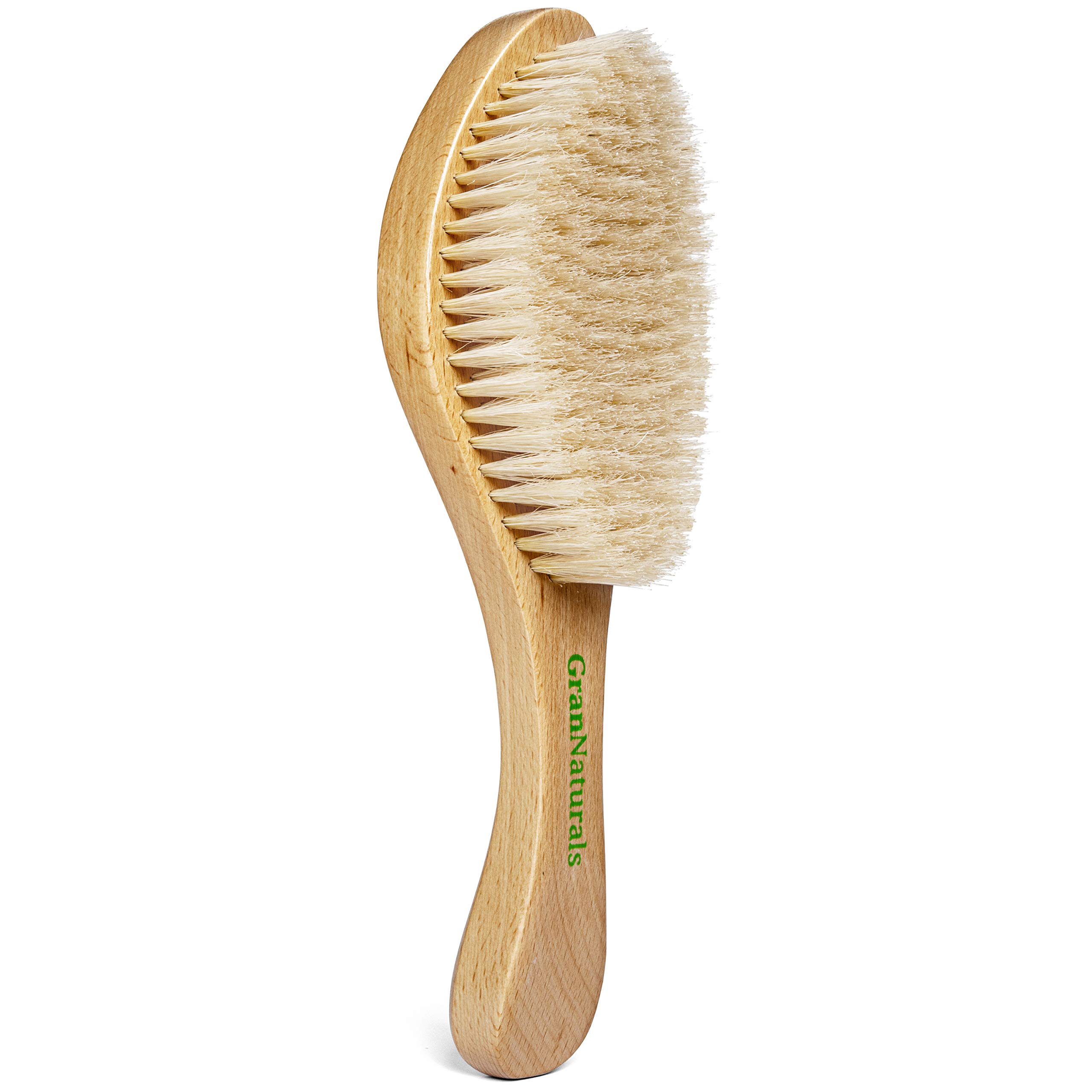 GranNaturals Soft Wave Brush - Curved Boar Bristle Smoothing Hair Brush for Slick Back Hair and 360 Waves