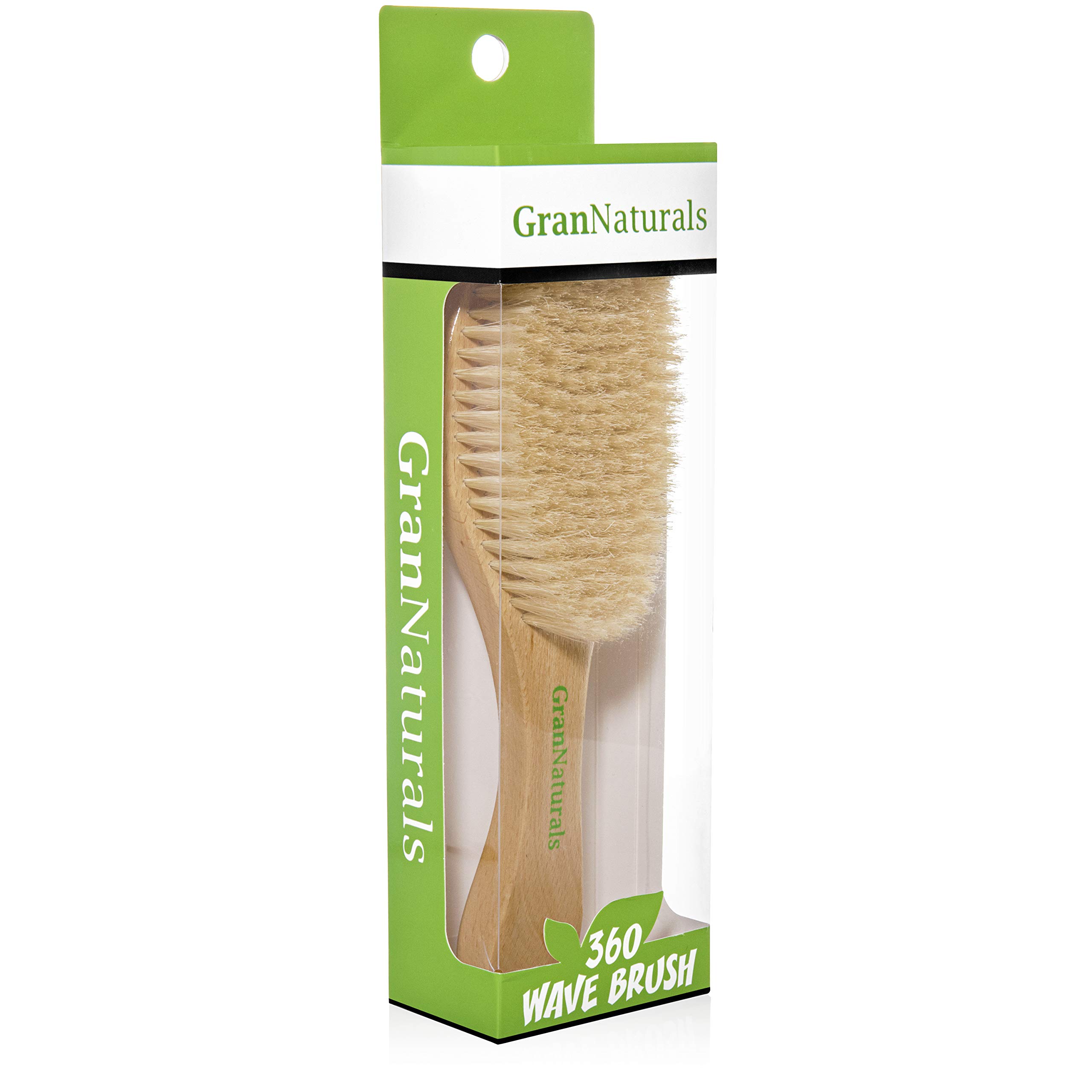 GranNaturals Soft Wave Brush - Curved Boar Bristle Smoothing Hair Brush for Slick Back Hair and 360 Waves