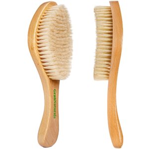 GranNaturals Soft Wave Brush - Curved Boar Bristle Smoothing Hair Brush for Slick Back Hair and 360 Waves