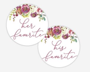 his and her favorite wedding stickers, floral bridal shower event favor labels (#379-034-wh-rosy)