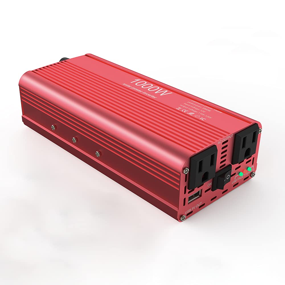 Suuonee Car, EBTOOLS 1000W /2000W Inverter 12V DC to 110V AC Car Converter with 2 AC Out