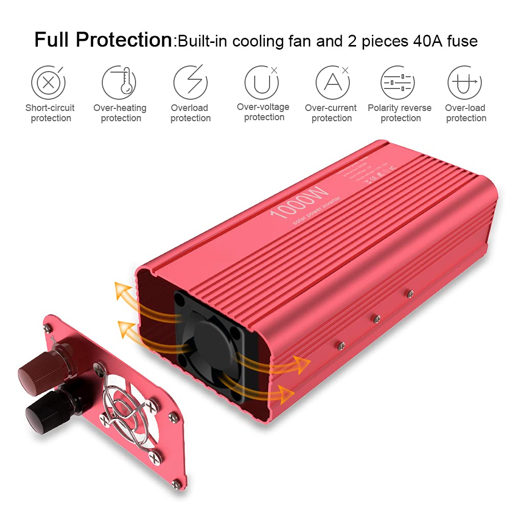 Suuonee Car, EBTOOLS 1000W /2000W Inverter 12V DC to 110V AC Car Converter with 2 AC Out