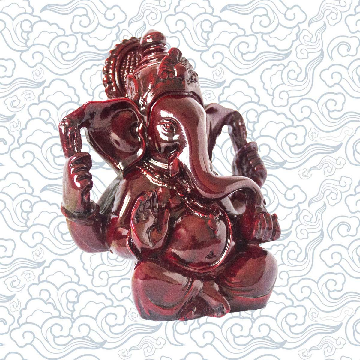 Addune Hindu God Lord Ganesha Idol Statue Indian Elephant Buddha Ganesh Sculpture Blessing Home Pooja Diwali Decor Good Luck (Dark Red)