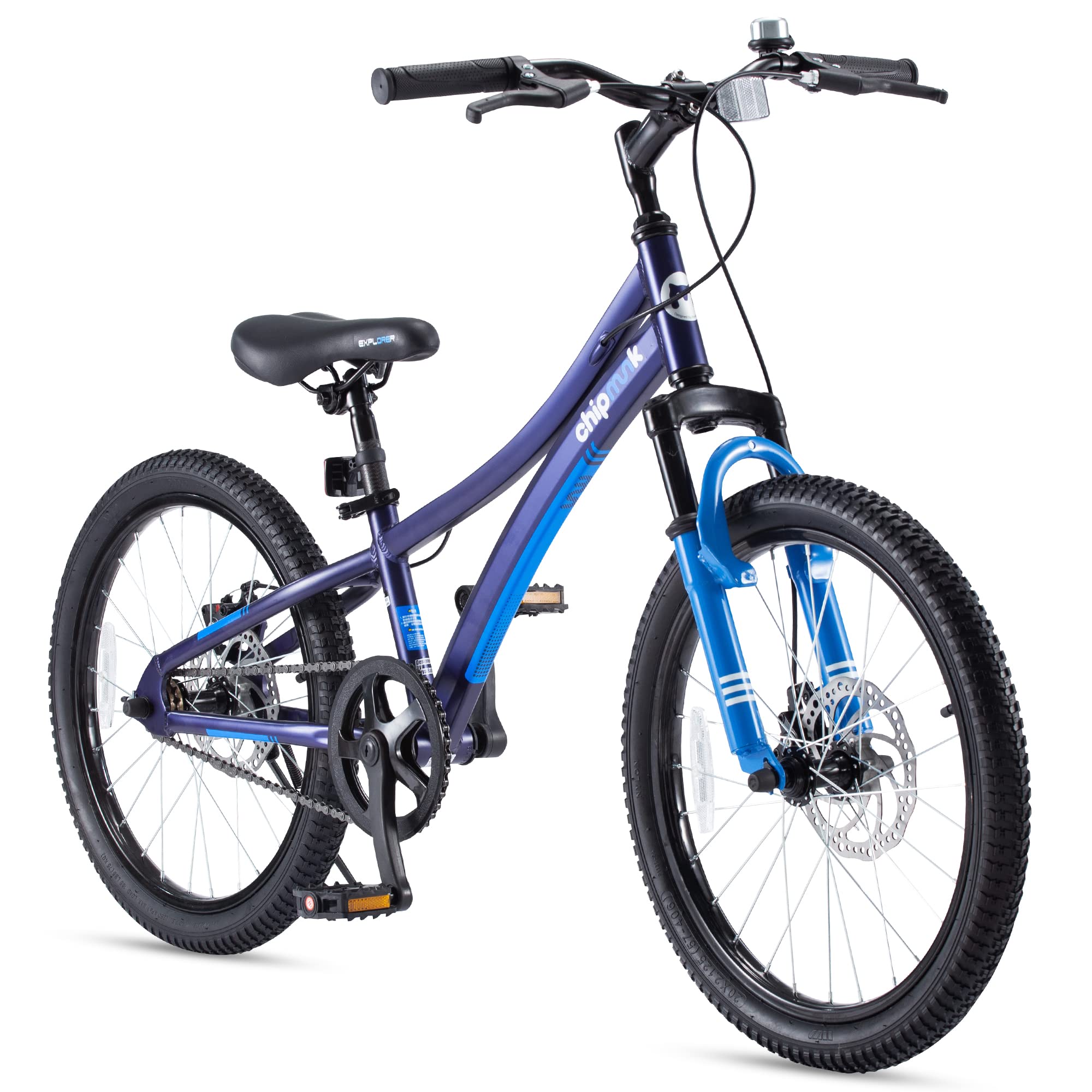 Royalbaby Explorer Kids Bike Aluminum 20 Inch Bicycle Front Shock for Boys Girls Ages 7-12 Years, Dark Blue