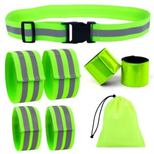 vanmor high visibility reflective bands for wrist, arm, ankle, leg. reflective running gear for men and women, safety reflective straps bracelets for night running, cycling, walking (green)