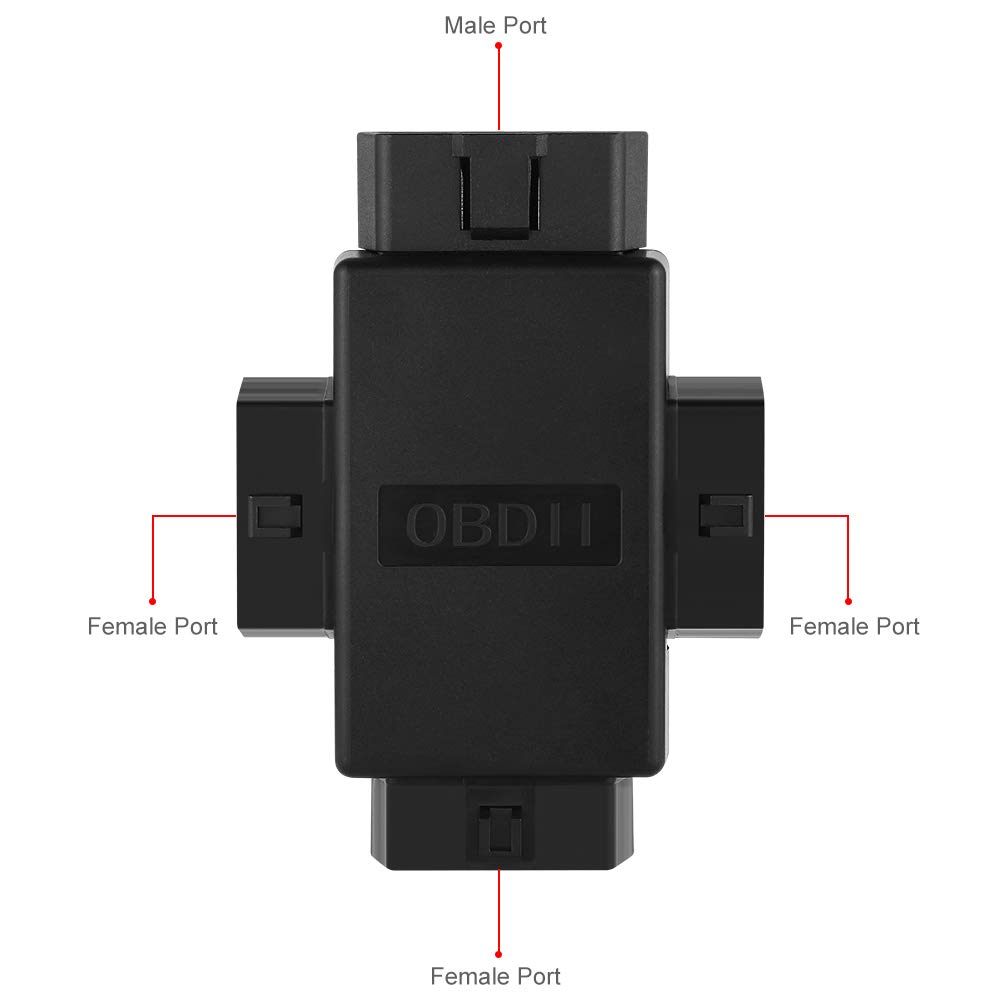 iKKEGOL Pocket OBD2 OBDII Full 16 Pin Male to 3 Female 1 to 3 OBD Cable Splitter Converter Adapter for Diagnostic Extender