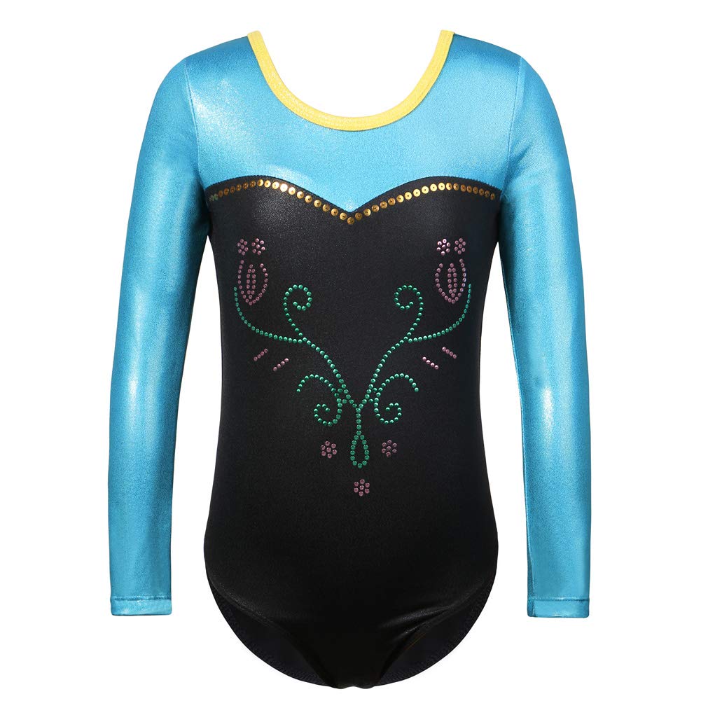 XFGIRLS Long Sleeve Leotards for Girls Gymnastics Biketards Kids Glitter Ballet Dance Unitards 11-12Y