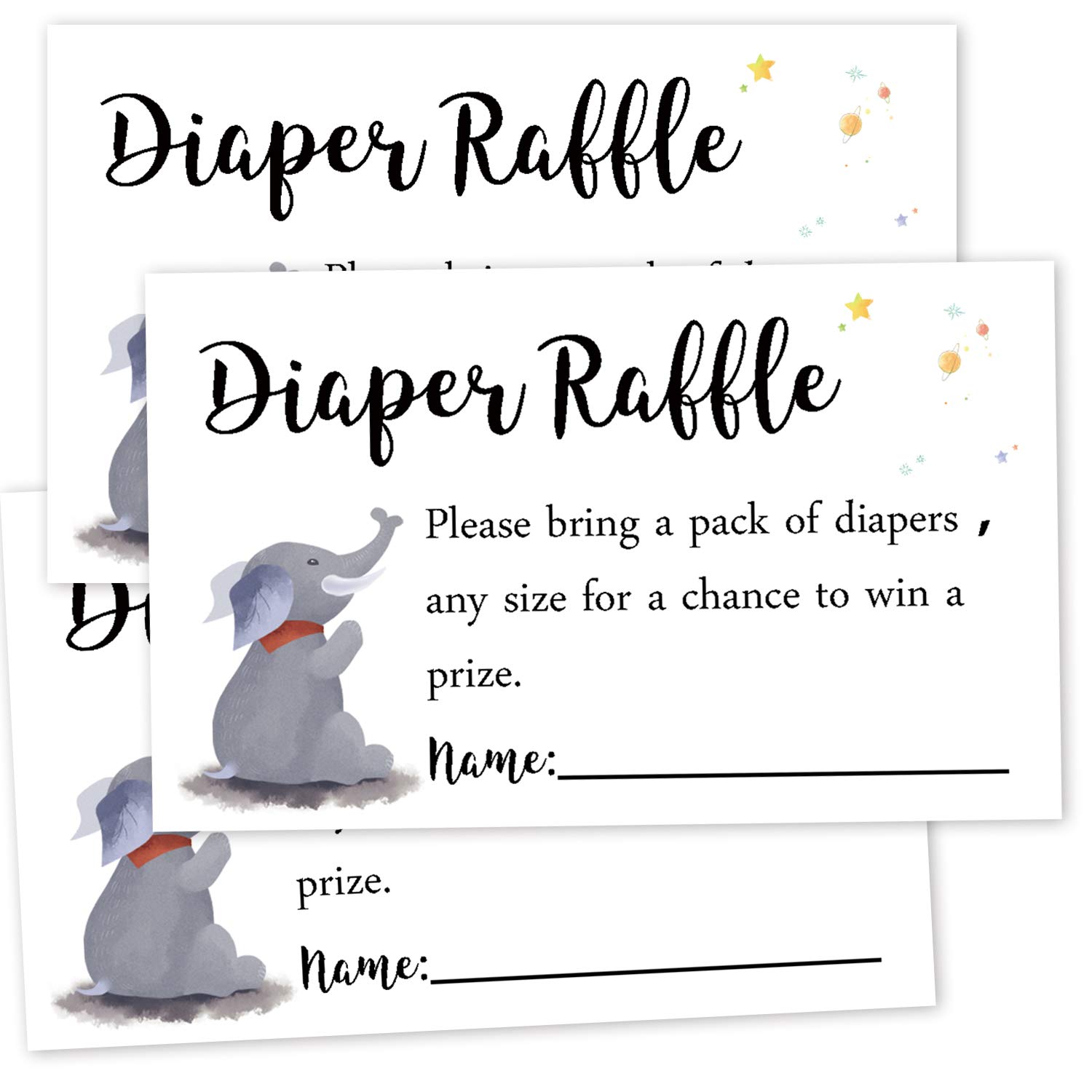 50 Count Elephant Diaper Raffle Tickets for Baby Shower Boy Baby Shower Game Baby Shower Diaper Raffle Tickets.