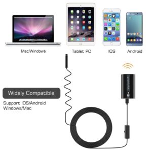 Endoscope WiFi, Wireless Endoscope Camera for Android 2.0MP Borescope Inspection Camera with Flexible Grabber 16.4ft (5M)