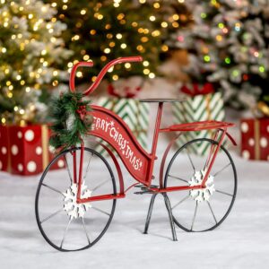 red merry christmas bicycle decoration with a wreath (large (36" long))