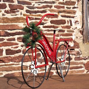 Red Merry Christmas Bicycle Decoration with a Wreath (Large (36" Long))