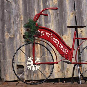 Red Merry Christmas Bicycle Decoration with a Wreath (Large (36" Long))