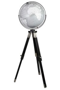 replogle willston - gray globe with black metal tripod stand, adjustable height, floor globe, detailed, up-to-date cartography(16"/40cm diameter)