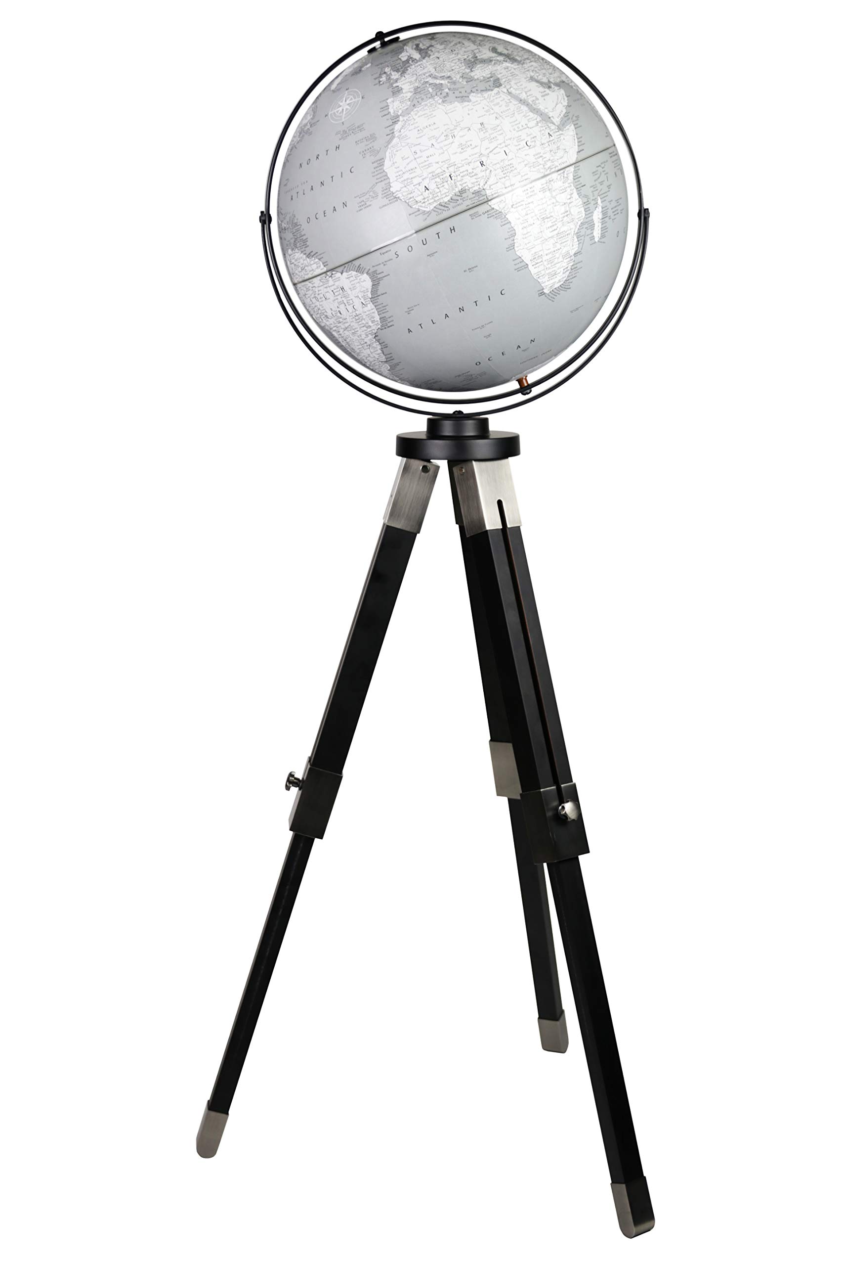 Replogle Willston - Gray Globe with Black Metal Tripod Stand, Adjustable Height, Floor globe, Detailed, Up-to-Date Cartography(16"/40cm diameter)