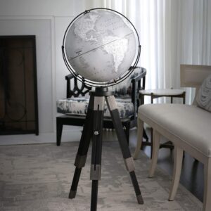 Replogle Willston - Gray Globe with Black Metal Tripod Stand, Adjustable Height, Floor globe, Detailed, Up-to-Date Cartography(16"/40cm diameter)