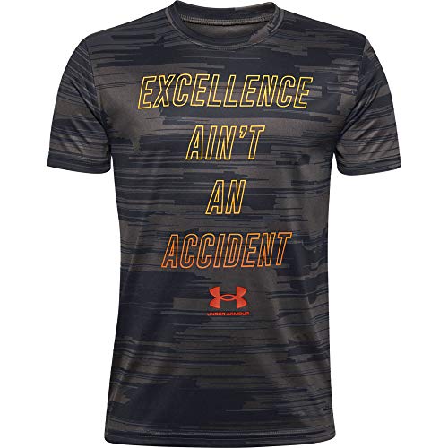 Under Armour Tech Verbiage Aop Short Sleeve, Black (001)/Rich Orange, Youth Small