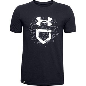 under armour b il graphic t camo lockup, black (001)/steel, youth small