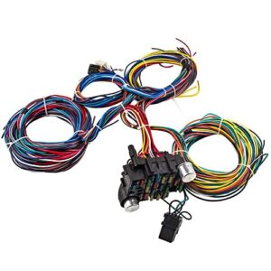 Auto Parts Prodigy Universal Wiring Harness Kit - 21 Circuit Long Wires Standard Color Wiring Harness Kit Replacment for Chevy Mopar Hotrods Ratrods Ford Chrysler Universal Automotive Wiring