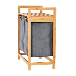 ToiletTree Products Bamboo Hamper with Dual Compartments - Laundry Sorter for Bathrooms and Laundry Rooms - Dual Hamper to Sort Darks and Whites - Bamboo Laundry Hamper