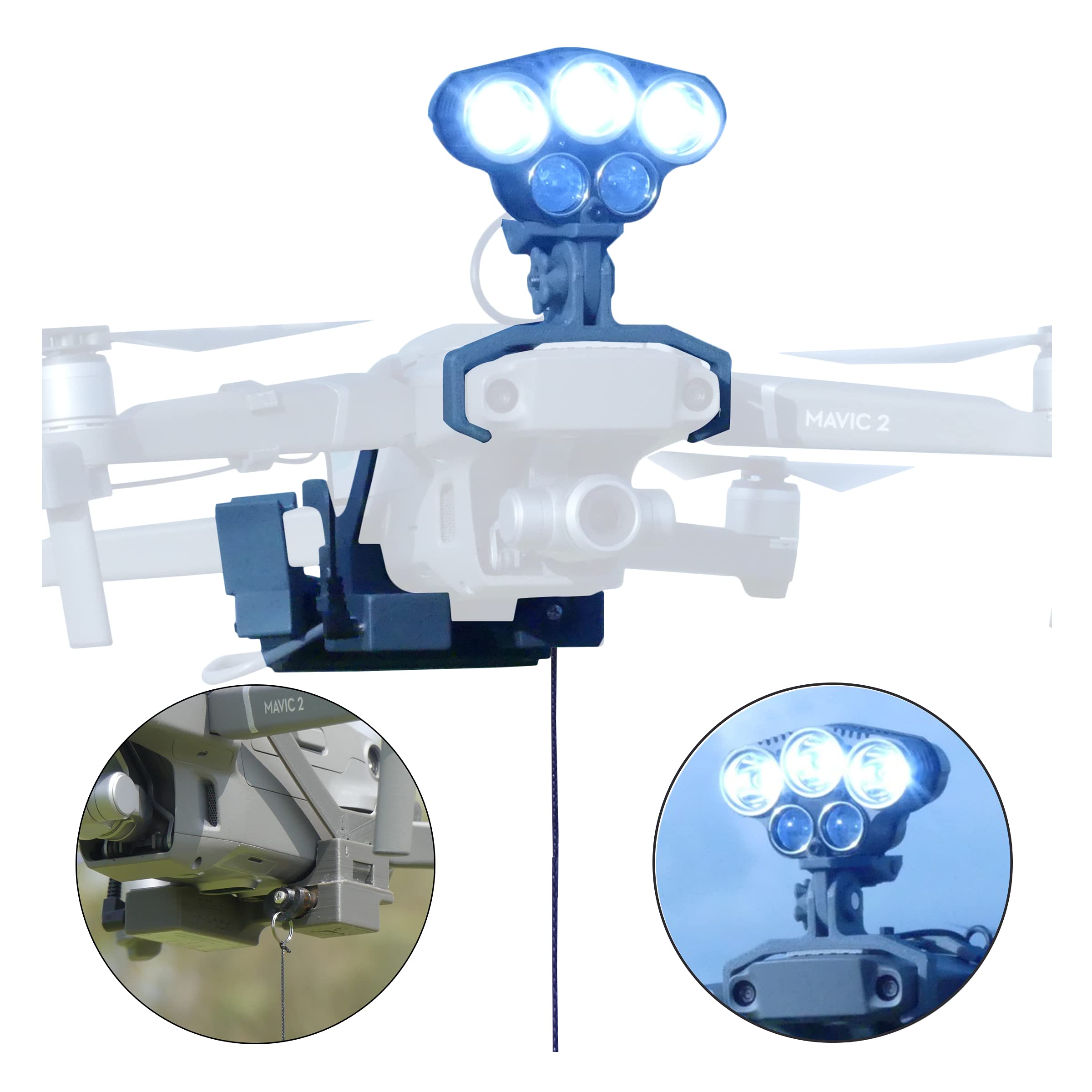 Professional Release and Drop Plus Device with LED Light Searchlight Bundle for DJI Mavic 2 Zoom/Pro/Enterprise/Dual, for Drone Fishing, Bait Release, Search & Rescue, Payload Delivery, Fun Activities