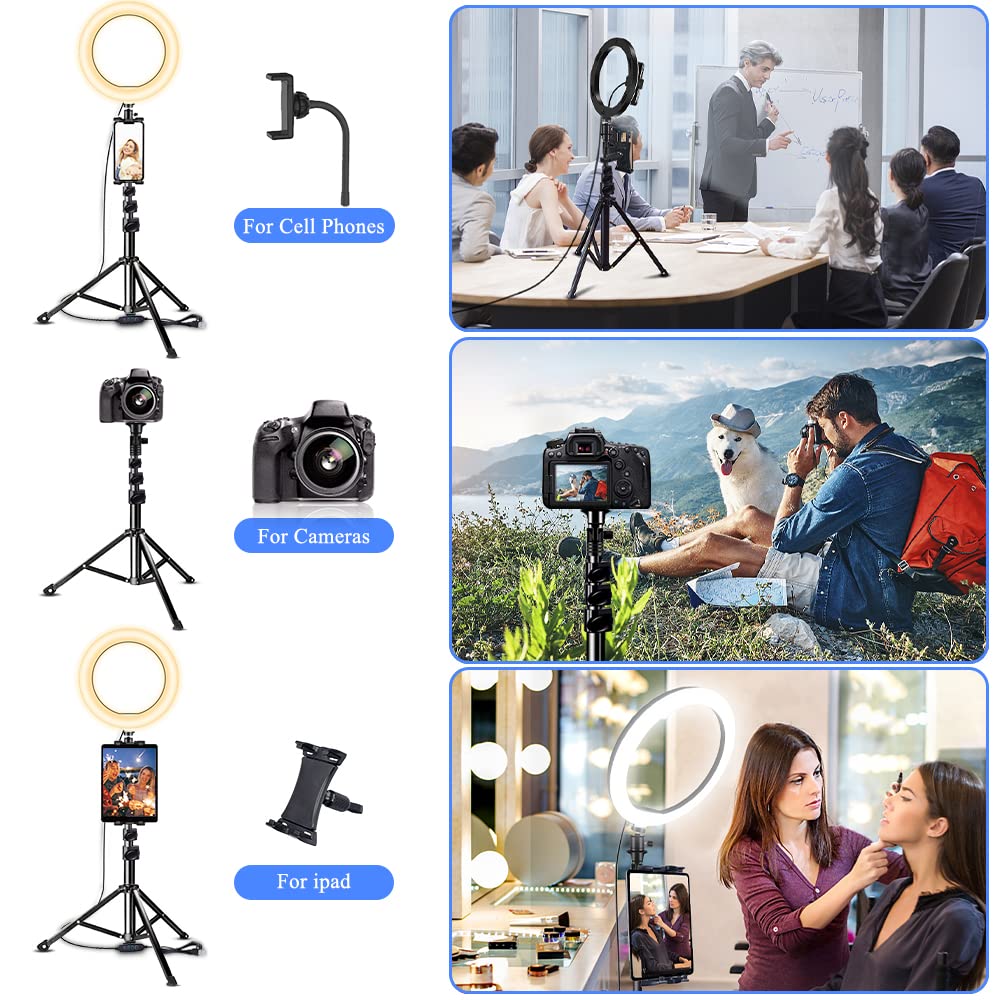 10.2" Ring Light with Stand, SAVEYOUR Dimmable LED Ring Light with Tripod Stand & Phone Holder Lighting for Live Stream/Makeup/Video/Camera/YouTube, Compatible with iPhone Android