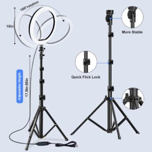 10.2" Ring Light with Stand, SAVEYOUR Dimmable LED Ring Light with Tripod Stand & Phone Holder Lighting for Live Stream/Makeup/Video/Camera/YouTube, Compatible with iPhone Android