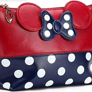 Cartoon Leather Travel Makeup Handbag, Cute Portable Cosmetic bag Toiletry (Red)