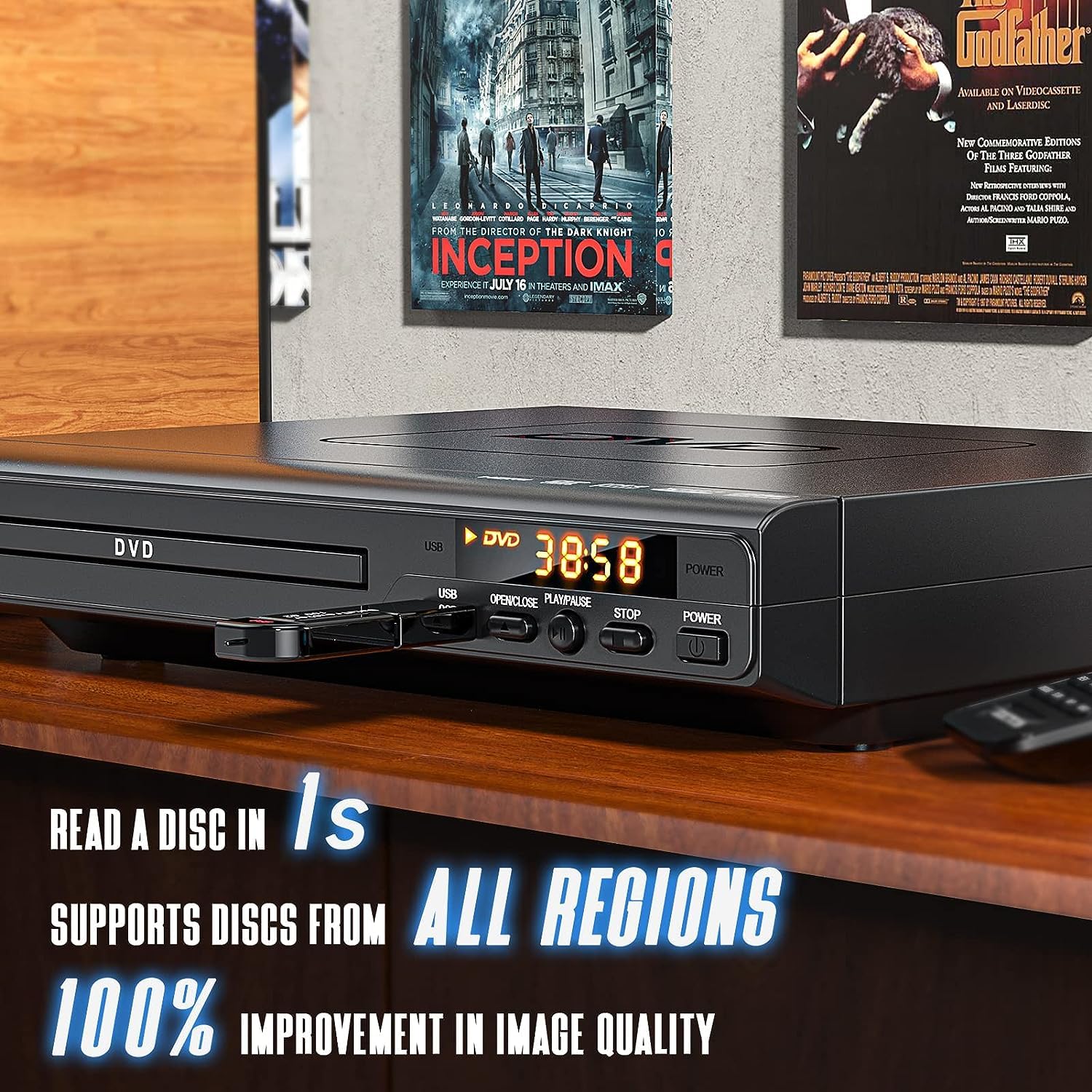 DVD Players for TV with HDMI, DVD Players That Play All Regions, Simple DVD Player for Elderly, CD Player for Home Stereo System, Included HDMI and RCA Cable